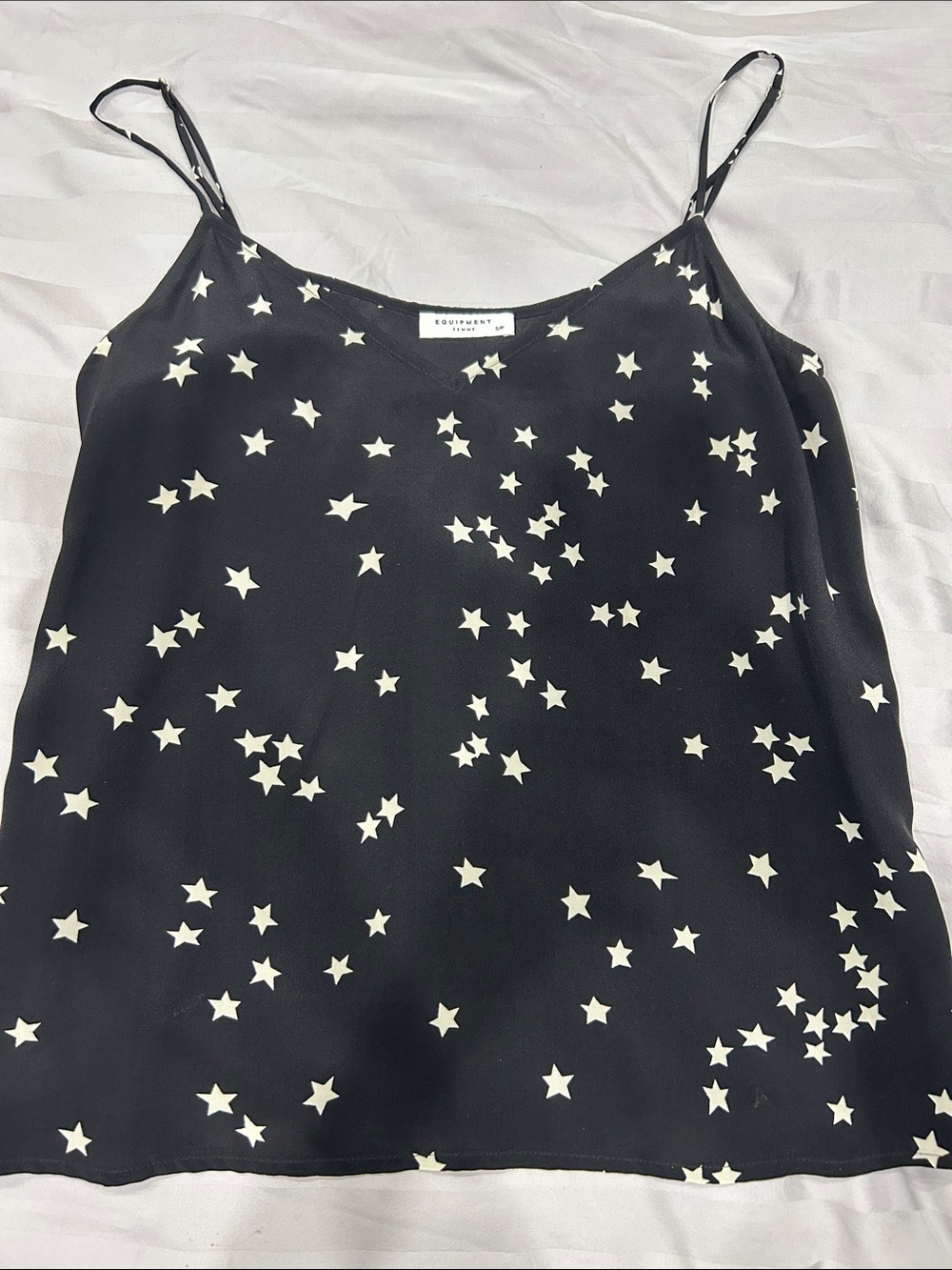 Equipment Layla Black Star Print Silk Camisole Tank S